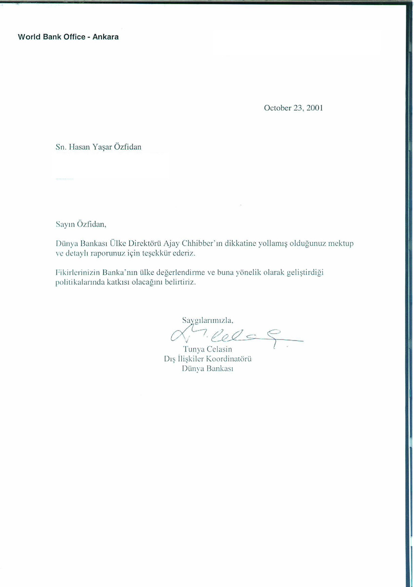 Dnya Bankas Ankara Temsilciliinden Gelen Yaz...